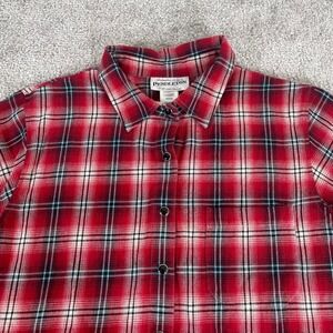 Pendleton Flannel Shirt Womens Medium Pearl Snap Plaid Western Cotton Red